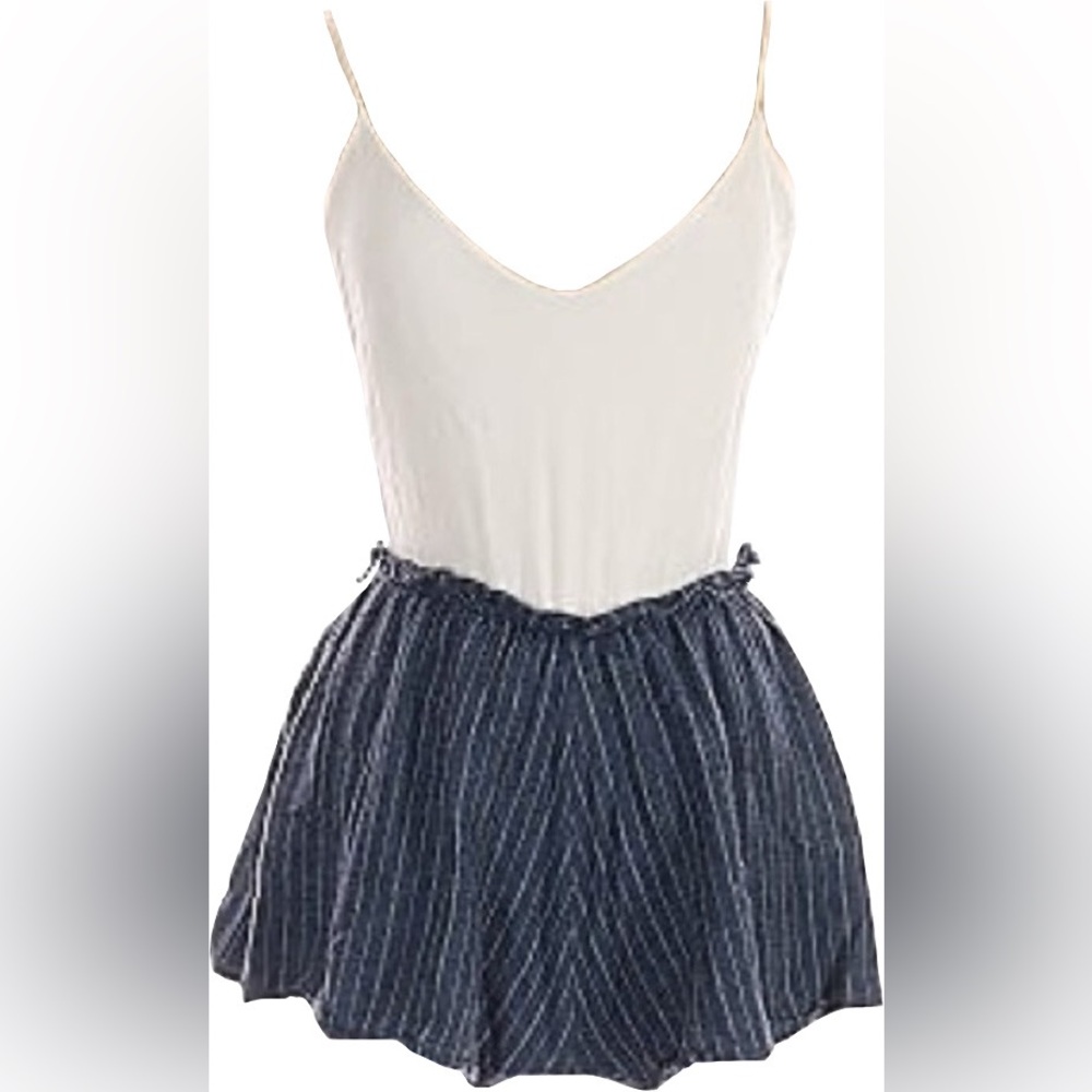 Altar'd State White and Navy Romper with Belt